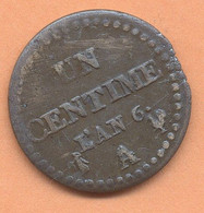 1 CENTIME AN 6 A    CHIFFRE 6 NORMAL - 1795-1799 Directoire (An IV – An VIII)