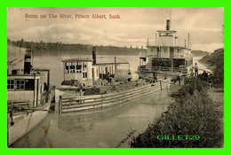 PRINCE ALBERT, SASKATCHEWAN - SHIPS ON THE RIVER - ANIMATED WITH PEOPLES - TRAVEL IN 1908 -  JOHN R. MERRITT - - Altri & Non Classificati