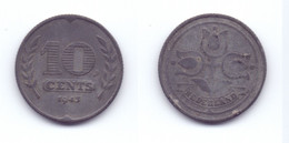 Netherlands 10 Cents 1943 WWII Issue - 10 Cent