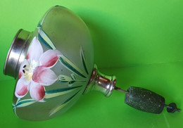 Ancienne CUVE De LAMPE à PÉTROLE - Verre Peint - Hauteur 24 Cm Environ - Vers 1900 - Kronleuchter, Kandelaber & Kerzenhalter