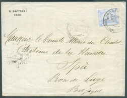 DELARUE 1p. Bleu PYRAMID Obl. Sc POST OFFICE CAIRO COOK'S TOURIST SERVICE Sur Lettre Du 11-XII-1903 Vers Spa (Belgium). - 1866-1914 Khédivat D'Égypte