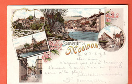 ZRR-01 TRES RARE Souvenir De Moudon  Multivues Circulé Le 22.6.1898 Vers Le Locle. - Moudon