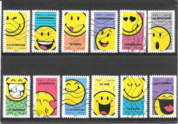 FRANCE 2022     SMILEY WORLD  SERIE COMPLETE DE 12 TIMBRES AUTOADHESIFS OBLITERES - Used Stamps
