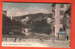 ZRR-09 Moudon  Pont Et Château.  TRES ANIME  Franco-Suisse 1189  Circulé 1908 - Moudon