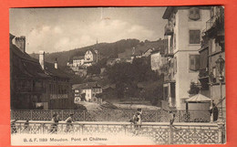 ZRR-13   Moudon Pont Et Château  B&F  1189  TRES ANIME  Circ. 1911 - Moudon