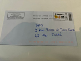 (1 J 40) Letter Posted In France (posted During COVID-19 Crisis) 1 Postage Label (mon Timbre A Moi) - Brieven En Documenten
