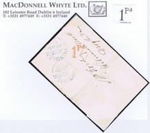 Ireland Louth Uniform Penny Post 1849 Distinctive Dundalk "1Pd" UPP Hs In Red On Cover To Drogheda, DUNDALK AU 25 1849 - Vorphilatelie