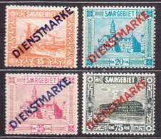 Saar Sarre 1923 Dienstmarken, Postage Due Mi#12-15 Mint Hinged - Nuovi