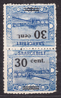 Saar Sarre 1921 Mi#76 Kdr, Mint Hinged, Tete-beche Pair - Unused Stamps