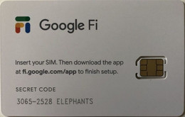 USA : GSM  SIM CARD  : GOOGLE FI     MINT (has 10$ Credit) ELEPHANTS - Cartes à Puce