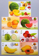 HONGKONG 2022 New ** Hong Kong Fruits, Watermelon, Litchi, Banana, Papaya , Orange, Guava MAXIMUM CARD SET (*) RARE - Cartas