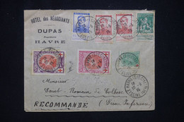 BELGIQUE - Enveloppe De L'Hôtel Des Négociants Au Havre En Recommandé En 1915 Pour St Romain De Colbosc  - L 129744 - Otros Cartas