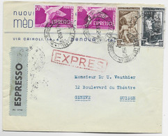 ITALIA 40L+5L+ 50LIRE ESPRESSOX2 GENOVA 1952 LETTRE LETTERA EXPRES TO GENEVE SUISSE - 1946-60: Marcophilie
