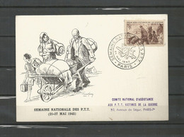 CACHET COMMEMORATIF SUR CARTE ILLUSTREE  SEMAINE NATIONALE DES PTT 21/05/1945. - Temporary Postmarks