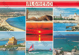 CARTOLINA  ALGHERO,SASSARI,SARDEGNA,LUNGOMARE,VACANZA,MARE,ESTATE,BAGNI,BARCHE A VELA,DUOMO,VIAGGIATA 1987 - Sassari