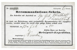 Thurn Und Taxis 1850 Recommandations - Schein Briefposst Expedition - Unclassified