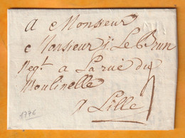 1776 -  Lettre Pliée Avec Corresp Familiale De 2 P En Français De ATH / AAT (marque Postale à Sec) Vers LILLE, France - 1714-1794 (Austrian Netherlands)