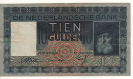 NETHERLANDS  10  Gulden   P49   Dated   29.04.1936   ( Man With Gray Beard; By Rembrandt ) - 10 Florín Holandés (gulden)