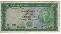 MOZAMBIQUE  100 Escudos  P109a  Dated 27.03.1961  (  Aires De Ornelas ) - Mozambique