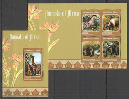 PM008 2013 TANZANIA WILD ANIMALS OF AFRICA #5034-37 MICHEL 20,5 EURO BL+KB MNH - Other & Unclassified