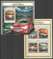 ST462 2016 SIERRA LEONE CARS 50TH ANNIVERSARY OF TOYOTA COROLLA KB+BL MNH STAMPS - Voitures