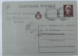 Cartolina Postale 1,20 Centesimi Annullo Fara Filiorum Petri Chieti Civitacampomarano VG 1945 - Stamped Stationery