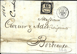 France, De Bordeaux En 1866,  Taxe 15 C  Sur Document Complet  TB - 1859-1959 Lettres & Documents