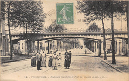 59-TOURCOING-BOULEVARD  GAMBETTA ET PONT DU CHEMIN DE FER - Tourcoing