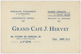 Une Ancienne Carte De Visite - Grand Café - J Hervet - Lyon - Cartoncini Da Visita