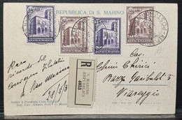 CONVEGNO FILATELICO 1933 SU CARTOLINA DI SAN MARINO RACCOMANDATA - IL CONVENTO DEI CAPPUCCINI E MONUMENTO - Cartas & Documentos