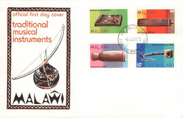 MALAWI - FDC 1973 MUSICAL INSTRUMENTS Mi #203-206 / Zc180 - Malawi (1964-...)