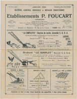 Etablissements Foucart - Paris - Matériel Agricole, Horticole Et Ménager - 1924 - Agricultura