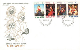 MALAWI - FDC 1971 CHRISTMAS Mi #174-177 / Zc182 - Malawi (1964-...)