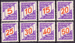 Liechtenstein 1928: ERSTE NACHPORTO-Marken Nr. 13-20 In Schweizer Währung * Falz Charnière MH (Zu CHF 135.00 -50%) - Portomarken