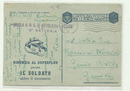 CARTOLINA FORZE ARMATE - SCUOLA A.U.C. DI ARTIGLIERIA PESARO 3 BATTERIA  1942 - Franquicia