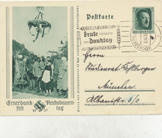 Ganzsache, Postkarte, Erntedankfest 1937, Nach München, Erntedanktag Bückeberg 1937 - Briefe U. Dokumente