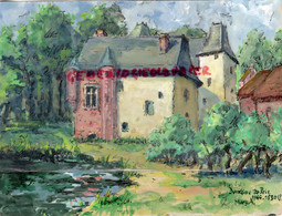 87- CHAMPAGNAC LA RIVIERE-ORADOUR SUR VAYRES-CUSSAC-DOMAINE CHATEAU DE BRIE - PEINTURE  SUR PAPIER SIGNEE MARG. A . - Gouaches