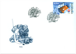 Slovakia 2022, Year Of The Tiger, Olympic Games In Bening, Bobsledge, Hockey, 1val In FDC - FDC