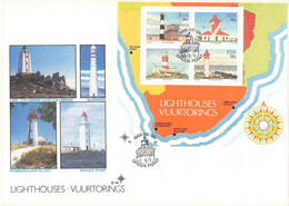 SOUTH AFRICA - FDC MINISHEET 1988 LIGHTHOUSES Mi #BL21 / YZ334 - FDC