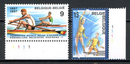 BE  2259 - 2260 XX   ----  Sports : Aviron Et Volley-ball  --  N° De Planche 1 - 1981-1990
