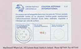 Ireland International Reply Coupon 1977 Provisional "20p" On 16p C22, With Dublin Cds 27 VI 77 - Postal Stationery