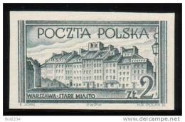 POLAND 1953 WARSAW HISTORICAL BUILDINGS IMPERF BLACK PROOF NHM (NO GUM) Architecture UNESCO World Heritage Site - Proeven & Herdruk