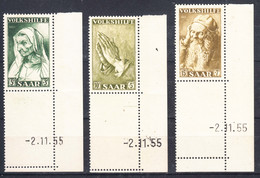 Saar Sarre 1955 Mi#365-367 Br, Mint Never Hinged, With Leerfeld And Coin Date - Ongebruikt