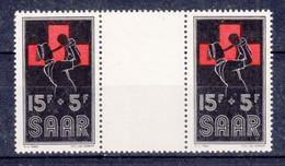 Saar Sarre 1955 Zwischensteg Pair Mi#360 ZW, Mint Never Hinged - Ungebraucht