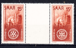 Saar Sarre 1955 Zwischensteg Pair Mi#358 ZW, Mint Never Hinged - Unused Stamps