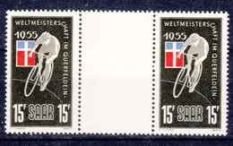 Saar Sarre 1955 Zwischensteg Pair Mi#357 ZW, Mint Never Hinged - Ungebraucht