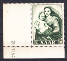 Saar Sarre 1954 Mi#352 Br, Mint Never Hinged, Coin Date - Neufs