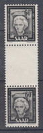 Saar Sarre 1949 Zwischensteg Pair (gutter) Mi#273 ZS, Mint Never Hinged - Unused Stamps