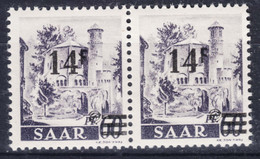 Saar Sarre 1947 Error (Aufdruckfehler) Mi#236 Z I Pf I Mint Never Hinged Pair (left Normal, Right Error Ovpt.) - Neufs