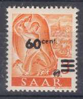 Saar Sarre 1947 Error (Aufdruckfehler) Mi#227 II Pf IV, Mint Never Hinged - Nuovi